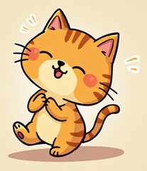 Obraz premium Cute Cartoon Kitten Chubby Furry Sweet