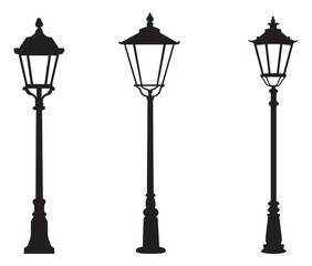 Street Lamp Vector, Vintage Street Lamp Silhouettes Collection. 
