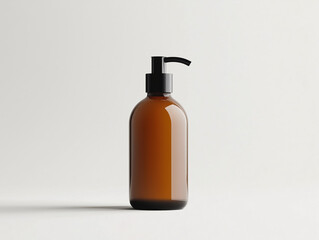 Fototapeta premium Sleek Cosmetic Dropper Bottle Mockup Held in Hand: Perfect for Presentations, Branding, and Realistic Product Label Display for Marketing and Promotion.