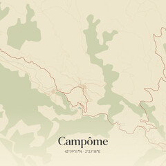 Obraz premium Vintage map of Campôme, France.