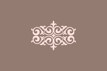 Kazakh national ornament. Vector ethnic isolated element on pale background. Asian floral abstract element of the national pattern