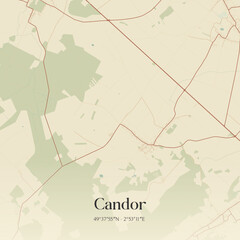 Obraz premium Vintage map of Candor, France.