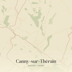 Fototapeta premium Vintage map of Canny-sur-Thérain, France.