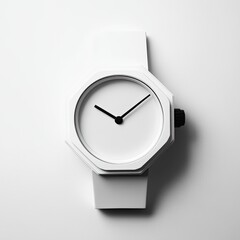 Minimalist white watch on plain background