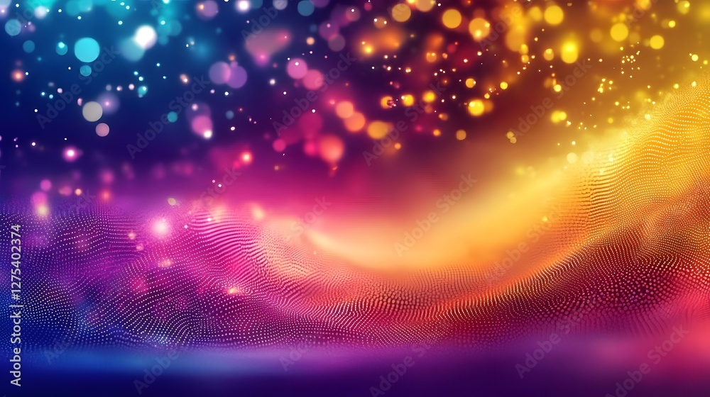 Aufkleber Mesmerizing abstract digital art with vibrant neon lights and futuristic geometric shapes a captivating fusion of colors creating a dynamic energy flow