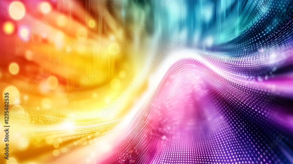 Leinwandbilder Explosive fusion of radiant digital hues and flowing metallic textures in a visionary futuristic landscape creating a captivating and mesmerizing abstract scene that blends luminous waves of light