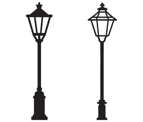 Street Lamp Vector, Vintage Street Lamp Silhouettes Collection. 