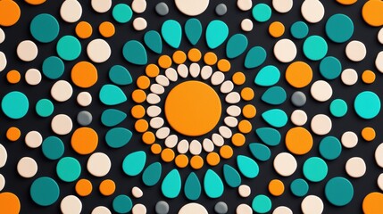 A kaleidoscopic pattern of geometric shapes and repeating elements, forming a mesmerizing and visually captivating design.