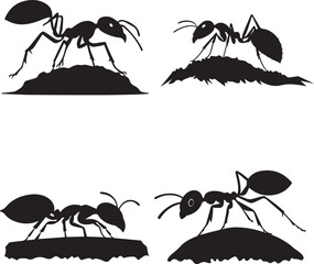 Silhouette of an ant Lifting a Large Crumb