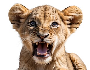 Obraz premium Angry Lion Cub Close Up