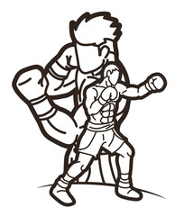 Group of Boxer Ultimate Fighter Boxing Sport Mix  Action Muay Thai Cartoon Graphic Vector