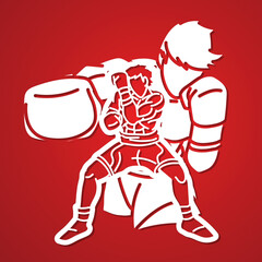 Group of Boxer Ultimate Fighter Boxing Sport Mix Action Muay Thai Cartoon Graphic Vector