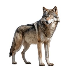 Fototapeta premium Majestic Gray Wolf Isolated on White Background