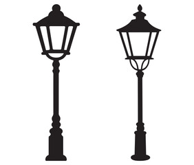 Street Lamp Vector, Vintage Street Lamp Silhouettes Collection. 