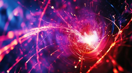 Obraz premium Abstract Digital Art with Colorful Light Trails and Spark Effects