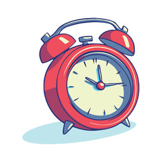 A red alarm clock is spinning on a white background