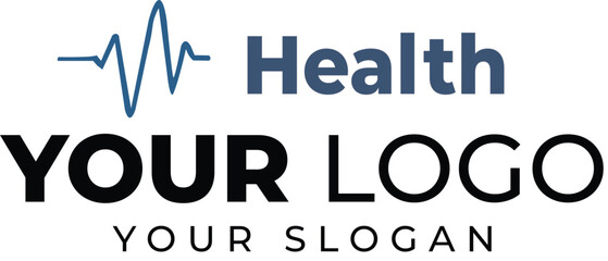 Modern Health Logo Template Design for Your Business, Clean and minimalist logo template featuring a stylized heartbeat graphic and the words 