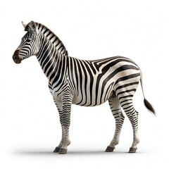 Fototapeta premium Striped Zebra on White Background