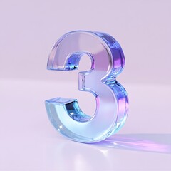 Translucent Three: A Glassy Number in Lavender Light