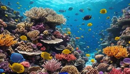 Vibrant Coral Reef with Colorful Fish