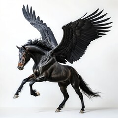 Fototapeta premium Majestic Black Pegasus in Flight