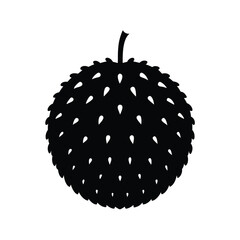 Soursop (Graviola) Silhouette Vector Art | Black and White Soursop Fruit Illustration Design