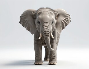 Fototapeta premium Young African Elephant Facing Forward