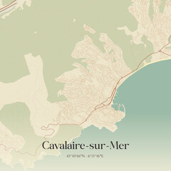 Vintage map of Cavalaire-sur-Mer, France.