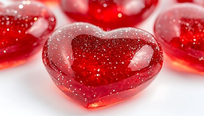 Close-up of red glitter hearts