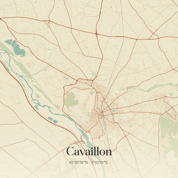 Vintage map of Cavaillon, France.