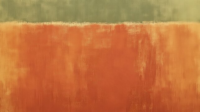 Abstract Bi Level Painting Green and Orange Tones
