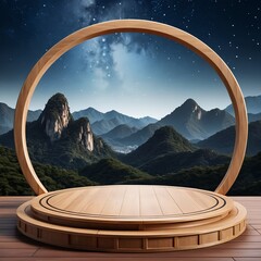 Wooden Platform with Mountain View