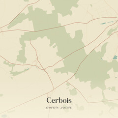 Vintage map of Cerbois, France.