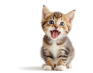 Obraz premium Adorable Kitten with Open Mouth