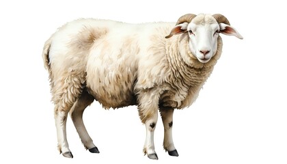 Fototapeta premium Cream-Colored Ram Isolated on White