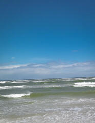 Baltic Sea. Copy space on blue sky.