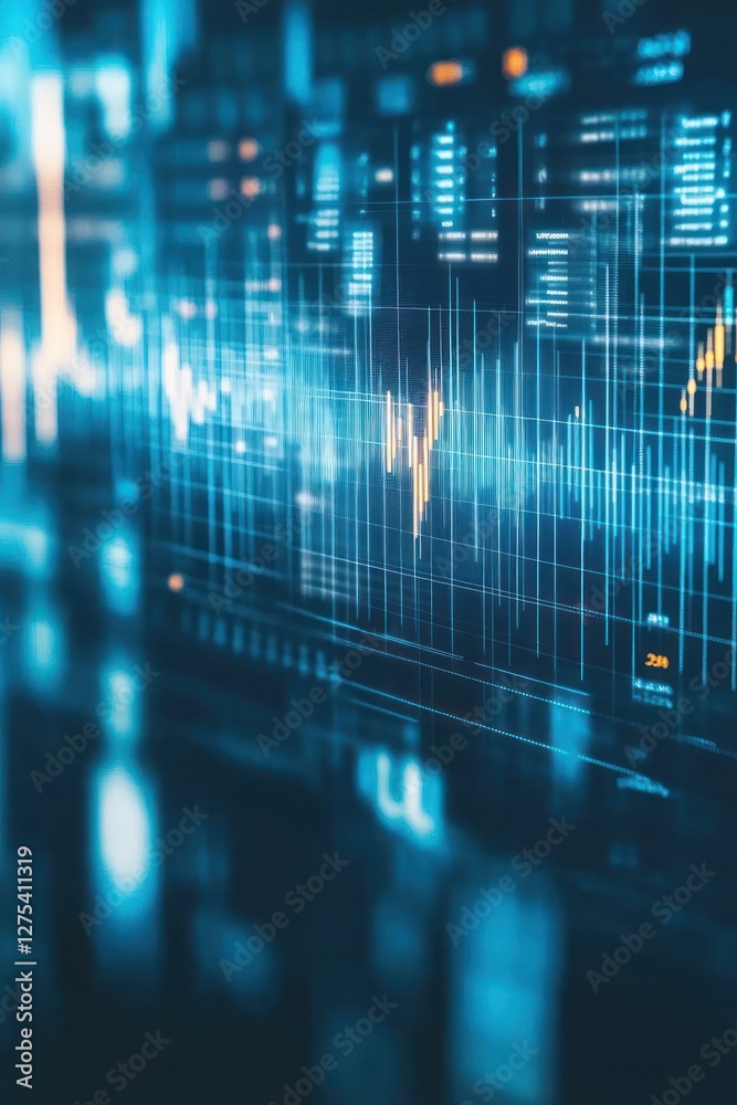 Poster abstract digital data visualization with graphs and charts