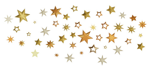Image of golden stars on a black background, representing a starry night sky or a festive decoration.