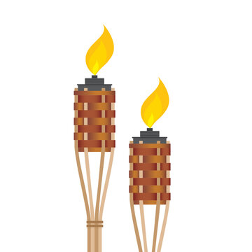 Vector illustration of brown Bamboo lamp or Pelita Buluh, Malay culture, light of ramadan