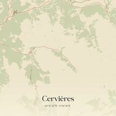 Fototapeta premium Vintage map of Cervières, France.