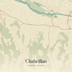Fototapeta premium Vintage map of Chabrillan, France.