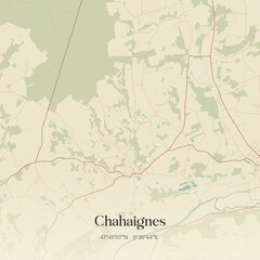 Obraz premium Vintage map of Chahaignes, France.