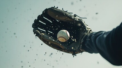 Baseball playoffs with a close-up of a glove catching the ball. Featuring precision and timing