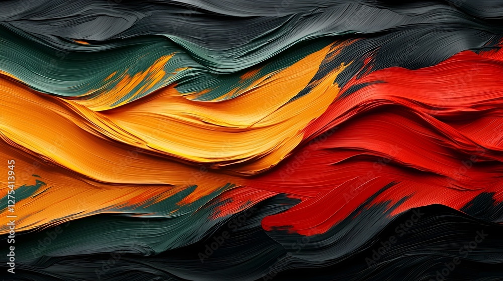 Poster vibrant abstract banner design with dynamic textures layers and bold strokes in red yellow green and