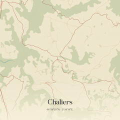 Fototapeta premium Vintage map of Chaliers, France.