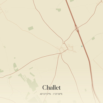Vintage map of Challet, France.