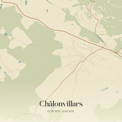 Fototapeta premium Vintage map of Châlonvillars, France.