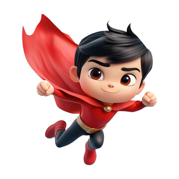A caped hero landing in a dramatic pose, Isolated on transparent or white background cut out, Superheroes and Comic Style Action clip art concept