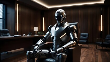 Robot CEO in Modern Office