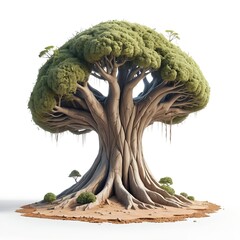 Fototapeta premium Majestic Ancient Tree, Fantasy Tree, Isolated on White